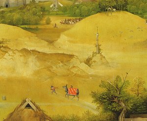 La Adoración de los Magos, (detalle) de las figuras del fondo, 1510 de Hieronymus Bosch